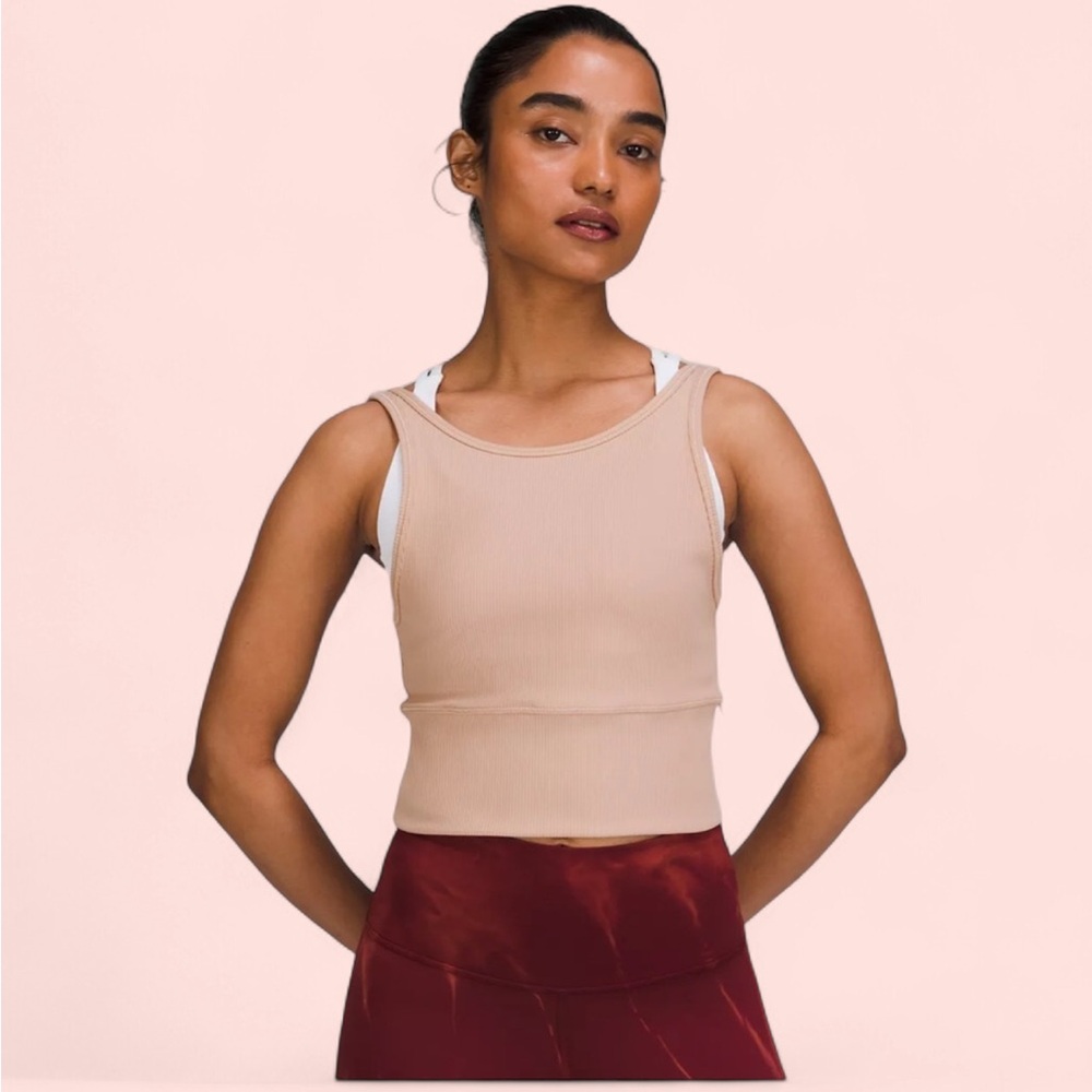 - lululemon athletica Orange Sleeveless Crop Fitted Tank Top